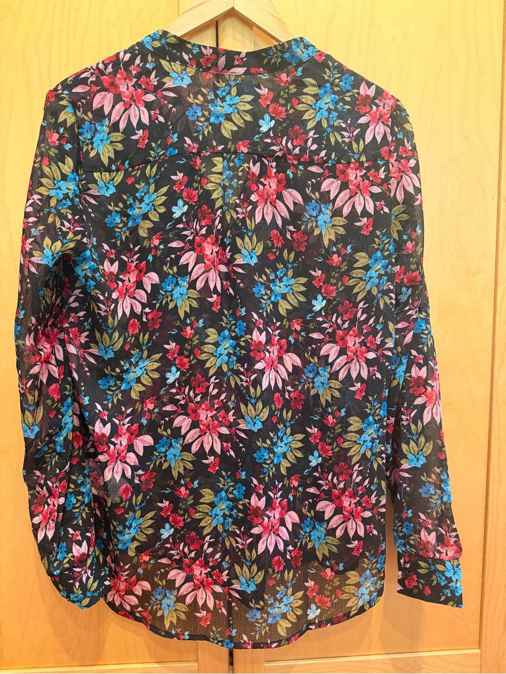 Kut from the Kloth Black Floral Button-Up Blouse with Pink & Blue Flowers - Picture 2 of 4